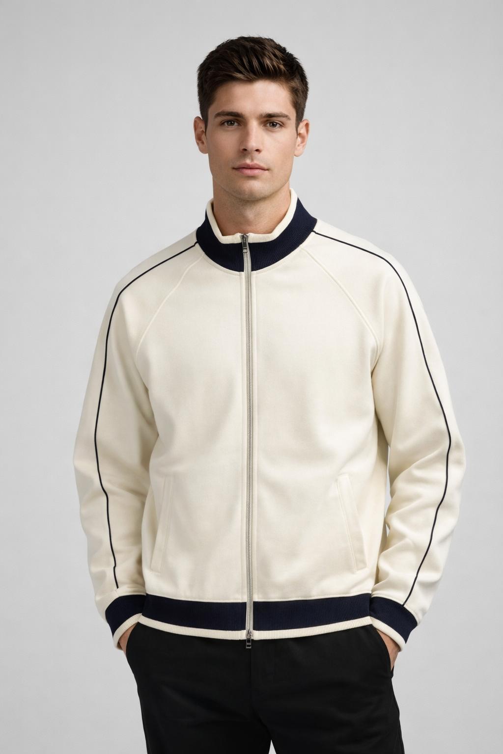 Color Block Raglan Sleeve Zip Track Jacket